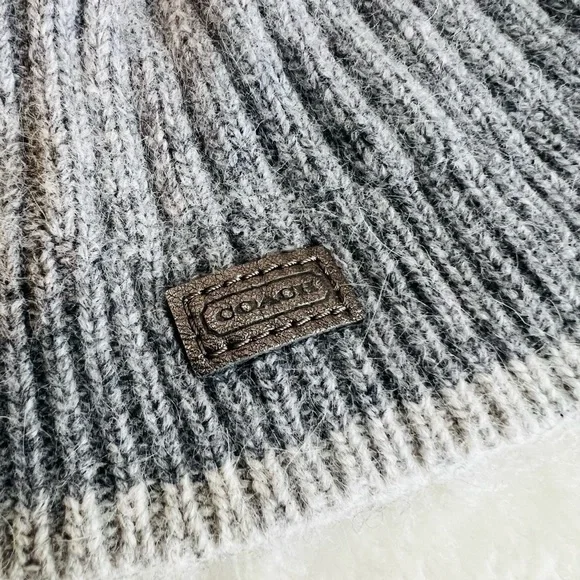 Coach Ribbed Knit Gray Beanie - Picture 6 of 8